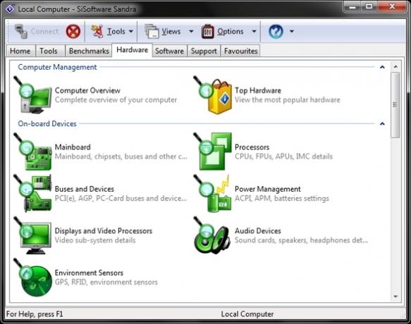 ventanas de herramientas de información del sistema