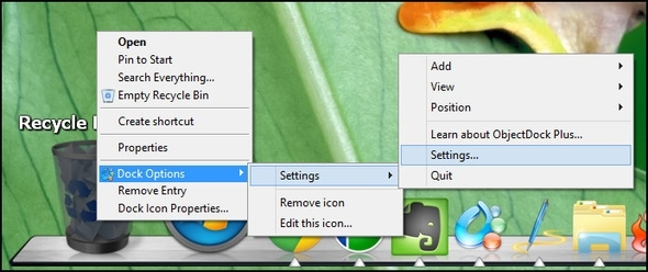ObjectDock: personalice rápidamente su escritorio y aumente su funcionalidad [Windows] ObjectDock Haga clic con el botón derecho en Configuración de opciones de Dock