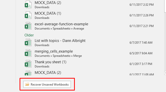 recuperar libros no guardados de Excel