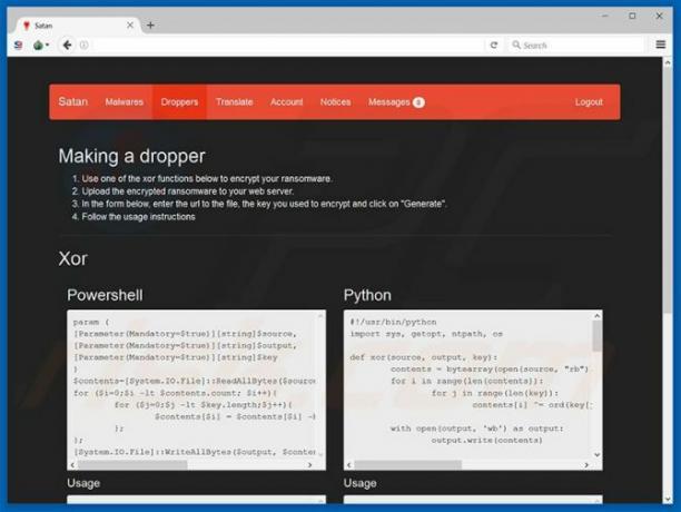 Ransomware como servicio traerá el caos a todos Ransomware como servicio Satan Dropper Creator