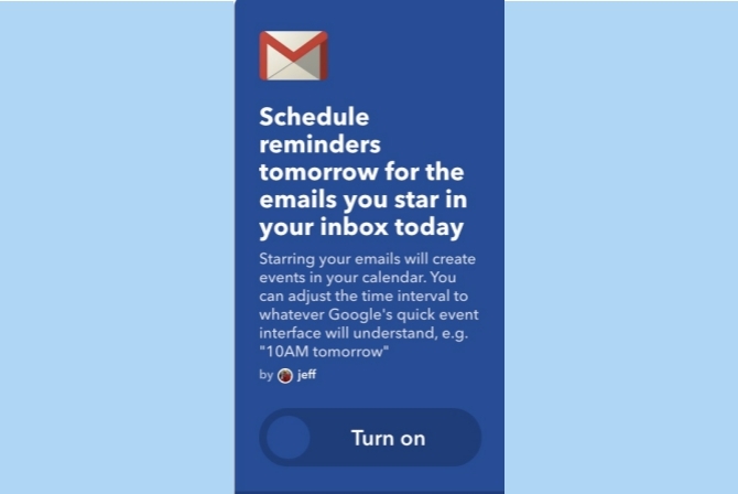 ifttt gmail destacó correos electrónicos recordatorios de calendario