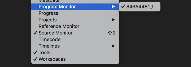 Elementos del menú del monitor del programa Premiere Pro