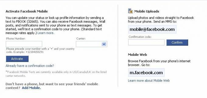 Cómo enviar fotos por correo electrónico desde su dispositivo móvil al texto de configuración de la cuenta de Facebook y al dispositivo móvil2