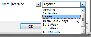 Outlook Filtros de tiempo de formato COnditional