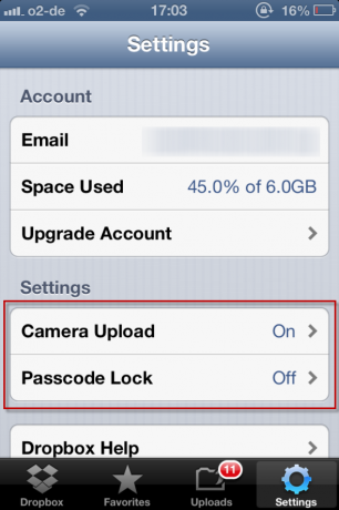 Dropbox: una de las aplicaciones imprescindibles si tienes un iPhone dropboxsettings1