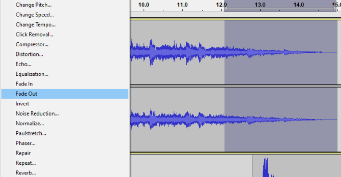 Use la herramienta de desvanecimiento para mejorar sus producciones de audio Audacity