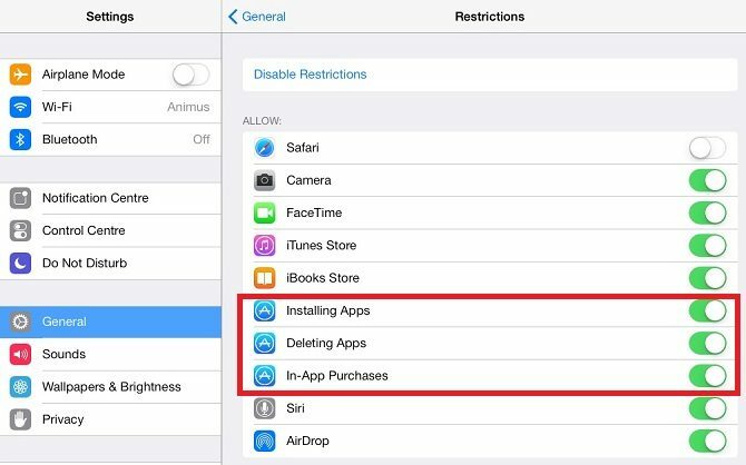 descarga del menú de restricciones de ios resaltado