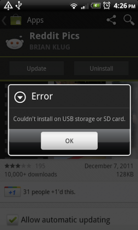 error de instalación de Android