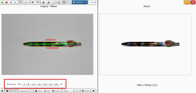 Interfaz ClippingMagic