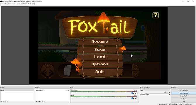 captura de pantalla de obs studio grabación