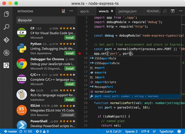 Editor de texto libre de Visual Studio Code para Mac