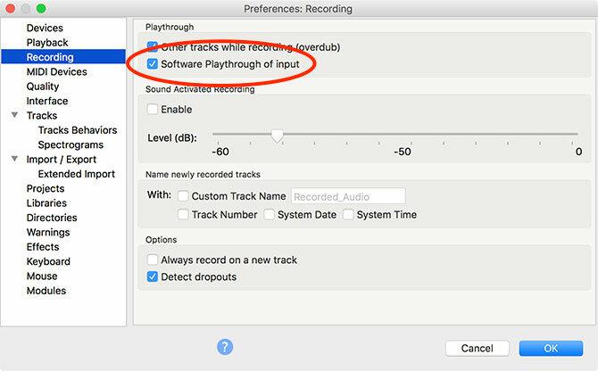 Configuraciones de Audacity