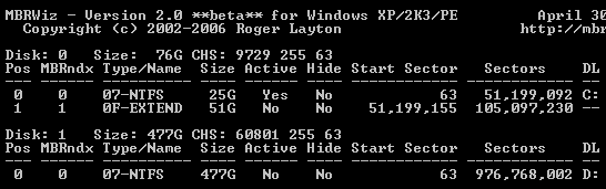 Guardar, restaurar, arreglar un MBR roto con MBRWizard [Windows] listmbr
