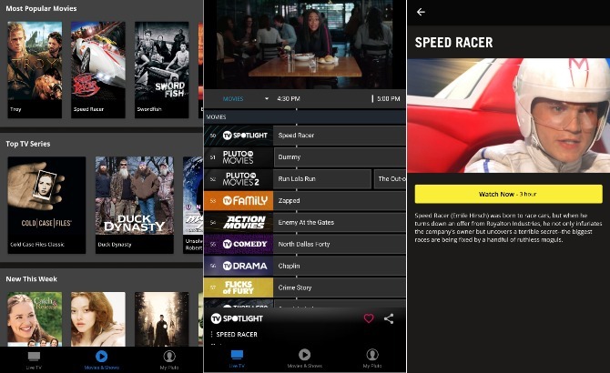 Capturas de pantalla de la aplicación de película gratuita Pluto TV