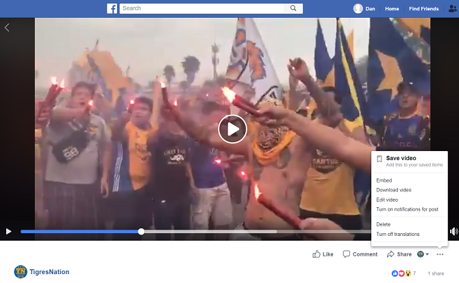 opción de descarga de video en vivo de Facebook