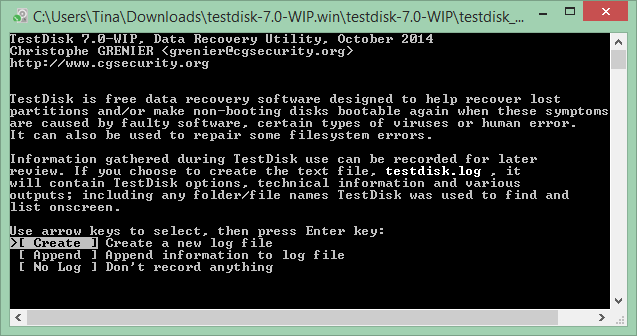 Esta es una captura de pantalla de uno de los mejores programas de Windows llamado TestDisk