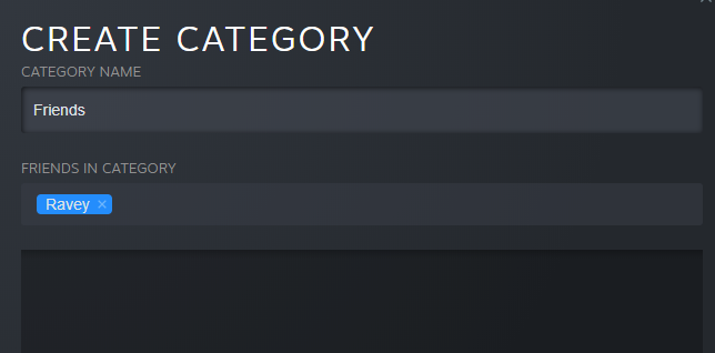 categorías de chat de vapor