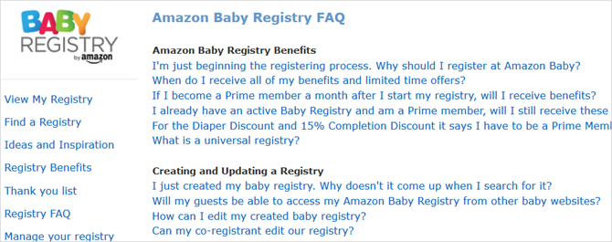 preguntas frecuentes de Amazon Baby Registry