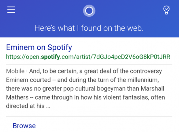 Aplicación Cortana Play Music