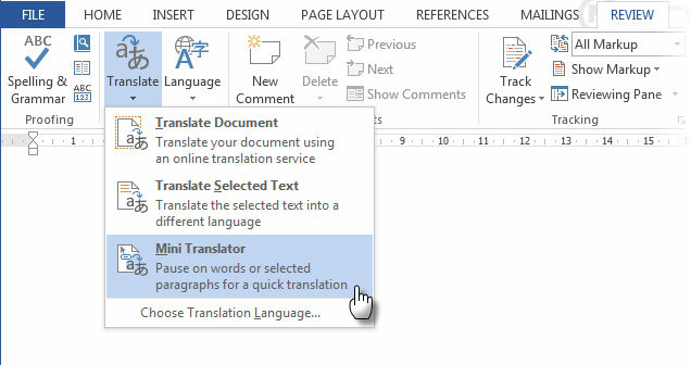 Consejo de productividad de Office #Mini Translator