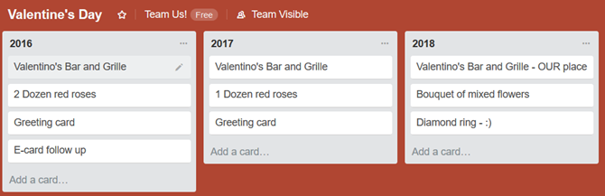 consejos trello amor citas románticas