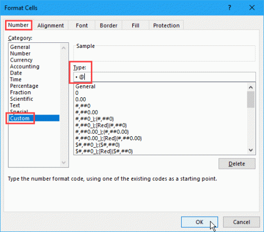 Crear un formato personalizado para viñetas en Excel