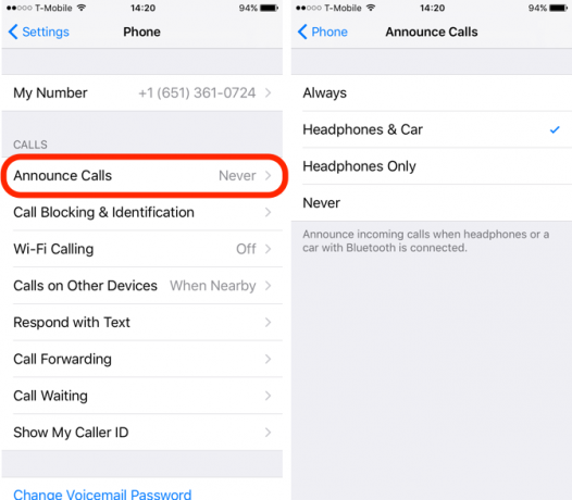 La función iOS 10 anuncia llamadas