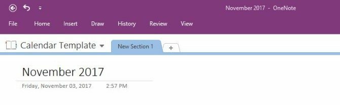 crear plantilla de calendario onenote