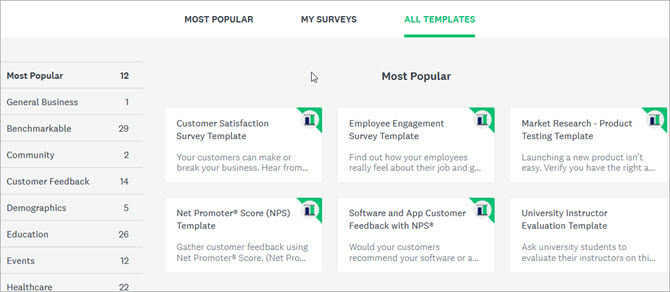 Plantillas de SurveyMonkey