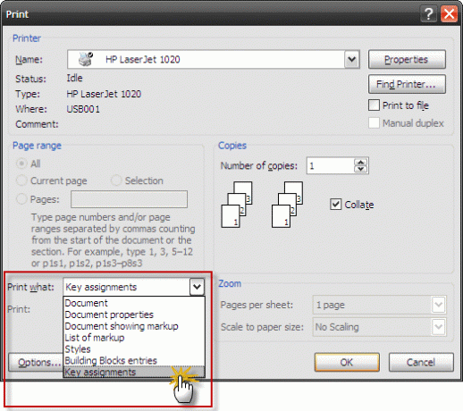 Configure teclas de acceso directo personalizadas en MS Word y haga una impresión de hoja de trucos