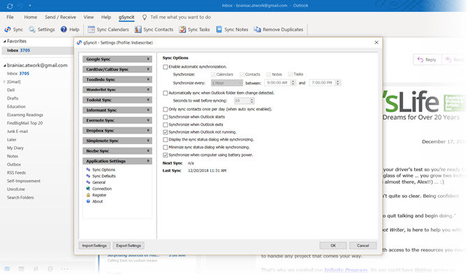 Sincronice Google Calendar con Outlook con gSyncit