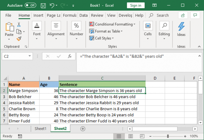 Excel combina celdas con texto adicional