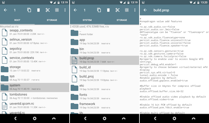 Root Explorer te permite llegar profundamente al sistema de archivos de Android