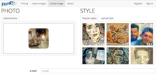 DeepArt es una aplicación web gratuita para convertir imágenes en pinturas artísticas