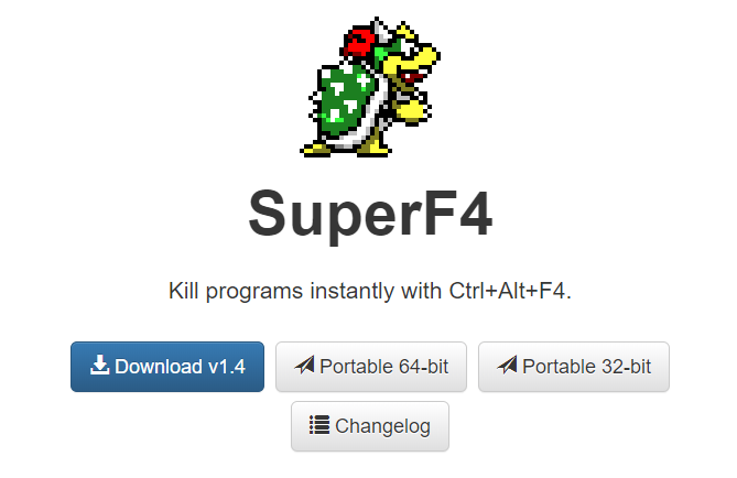 Esta es una captura de pantalla de la aplicación SuperF4 para Windows