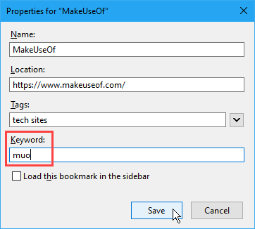 Agregar una palabra clave a un marcador en Firefox
