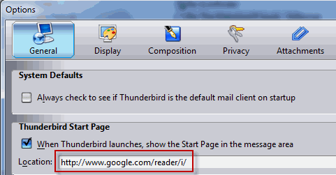 Sincronice sus contactos, calendario y RSS de Google en Thunderbird thunderbirdoptions
