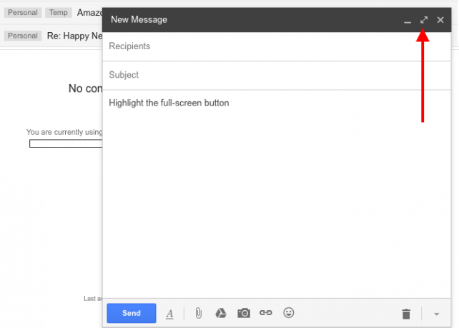 botón de pantalla completa de gmail