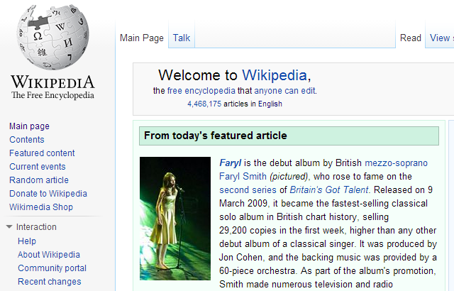 Portada de Wikipedia