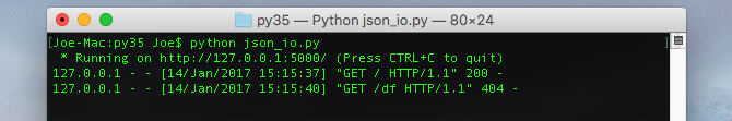 Detalles de acceso al servidor Python