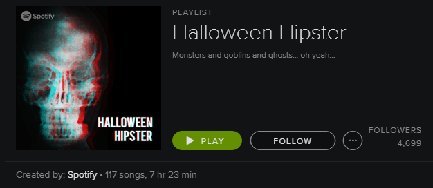 Lista de reproducción de Spotify - Hipster de Halloween