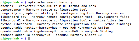 búsqueda de openhab apt-cache para la unión de armonía