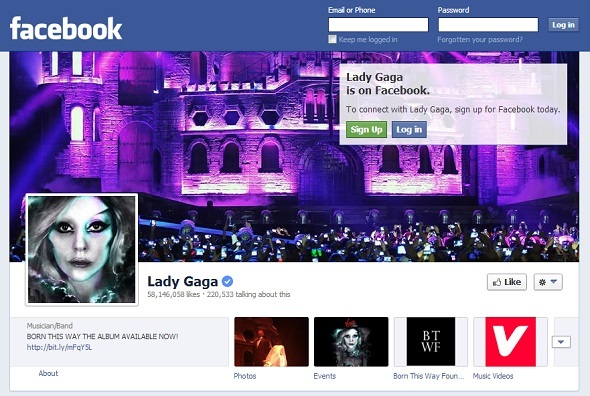 Nos gustas: 8 músicos con las páginas más populares en Facebook facebook lady gaga