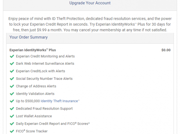 Actualización de cuenta paga de Experian