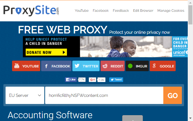Sitio proxy con URL falsa
