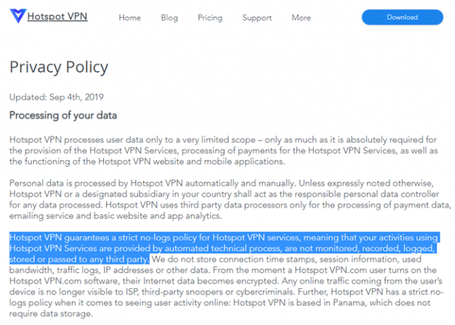 Hotspot VPN Privacidad actualizada