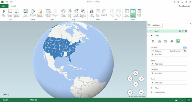 Excel 2016 - Mapa 3D