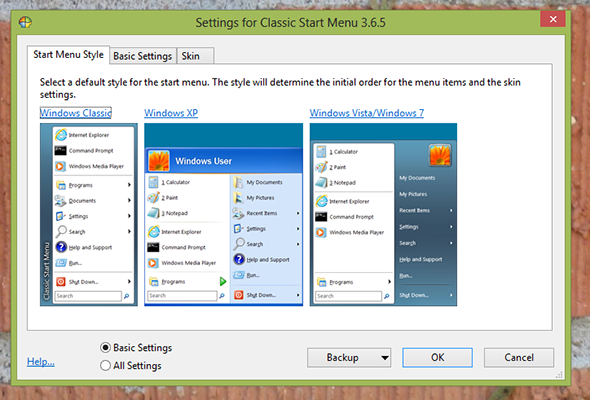 Esta es una captura de pantalla de uno de los mejores programas de Windows. Se llama Classic Shell