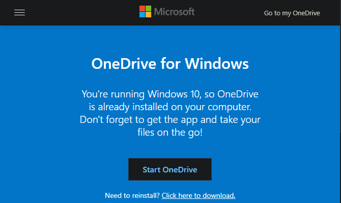 Sitio de Windows 10 OneDrive