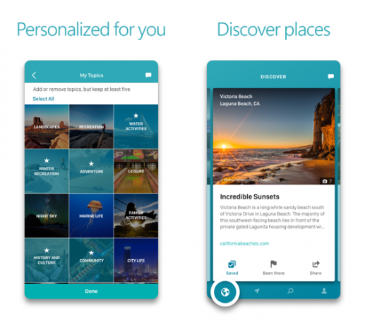 Excursiones: una aplicación de viajes de Microsoft